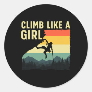 Sticker Rond Escalade de rochers cool pour femmes filles montag