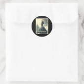 Sticker Rond Escalade de rochers post apocalyptique Pollution e (Sac)