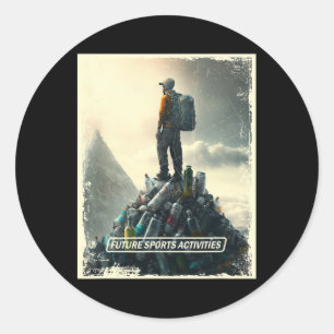 Sticker Rond Escalade de rochers post apocalyptique Pollution e