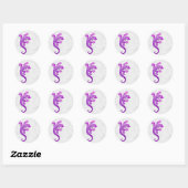 Sticker Rond Escalade Gecko violet sur un mur blanc (Feuille)