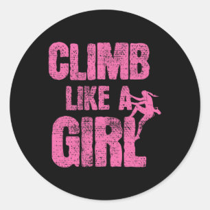 Sticker Rond Escalade Grimper Comme Une Fille Bouldering