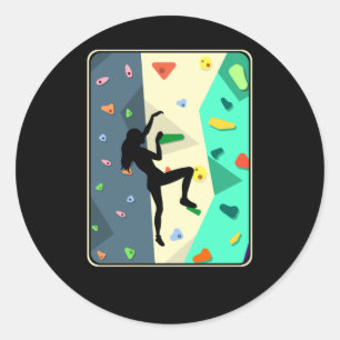 Sticker Rond Escalade murale fille à l'intérieur bouldering fem
