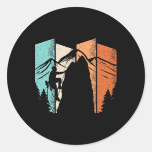 Sticker Rond Escalade Rétro Grimpeur Vintage Escalade Hommes Ga