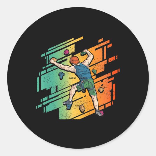 Sticker Rond Escalade Retro Rock Bouldering Mountain Escalade (Devant)