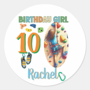 Sticker Rond Escalade rock Anniversaire fille Aventure prêt
