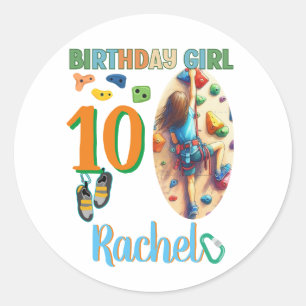 Sticker Rond Escalade rock Anniversaire fille Aventure prêt