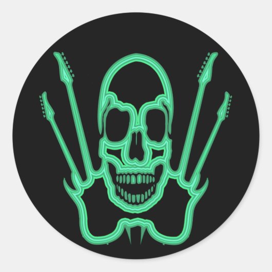 STICKER ROND ESCALIER VERT ET GUITARS (Devant)