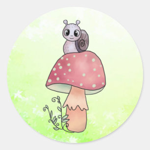 Sticker Rond Escargot à champignon