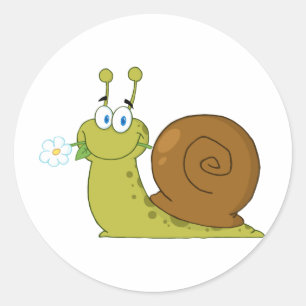 Sticker Rond Escargot avec une fleur dans sa bouche