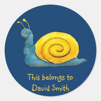 Sticker Rond Escargot heureux personnalisable | École