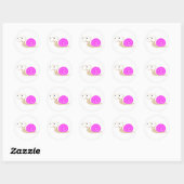 Sticker Rond Escargot rose (Feuille)