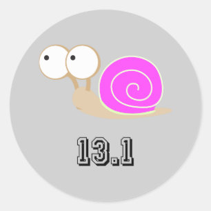 Sticker Rond Escargot rose 13.1 (demi-marathon)