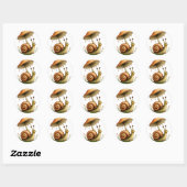 Sticker Rond Escargot sous champignon (Feuille)