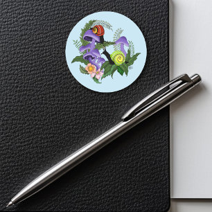 Sticker Rond Escargots cubains champignons violets
