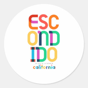 Sticker Rond Escondido California Mid Century, Pop Art,