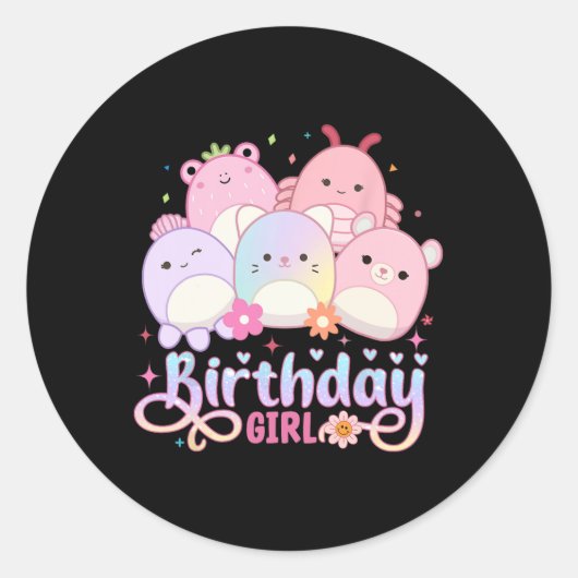 Sticker Rond Escouade de cris de filles d'anniversaire Mallow G (Devant)