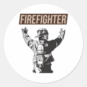 Sticker Rond Escouade de pompiers fiers