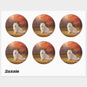 Sticker Rond Eskimo américain en automne Leaves automne inspiré (Feuille)