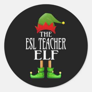 Sticker Rond Esl Enseignant Elf Xmas Funny Family Matching Grou