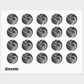 Sticker Rond Espace Abstrait noir et blanc (Feuille)
