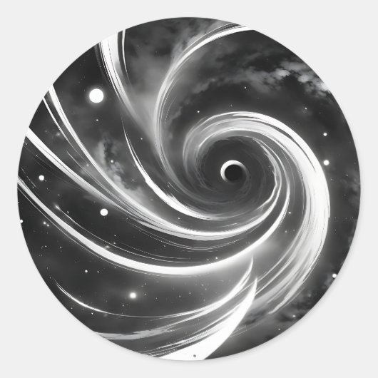 Sticker Rond Espace Abstrait noir et blanc (Devant)