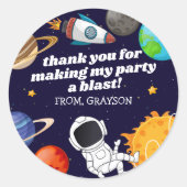Sticker Rond Espace Astronaute Anniversaire Merci (Devant)