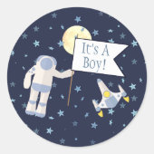 Sticker Rond Espace extra-atmosphérique C'est un garçon ! (Devant)