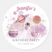 Sticker Rond Espace extra-atmosphérique Fille rose Rocket Planè (Devant)