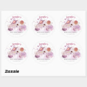 Sticker Rond Espace extra-atmosphérique Fille rose Rocket Planè (Feuille)