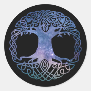Sticker Rond Espace extra-atmosphérique Galaxie Arbre celtique 