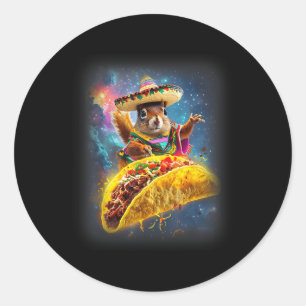 Sticker Rond Espace fou Écureuil Taco Cinco De Mayo Écureuil S