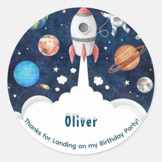 Sticker Rond Espace pour enfants merci (Devant)