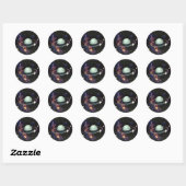 Sticker Rond Espace, Saturne Anneaux & Lunes (Feuille)