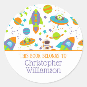 Sticker Rond Espace Thématique Ce Livre Appartient À Bookplate