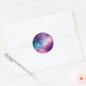 Sticker Rond Espace Vibrant Galaxie Bleue Et Violette (Enveloppe)