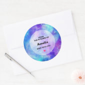 Sticker Rond Espace violet et bleu Galaxy Cuisine Abstraite (Enveloppe)