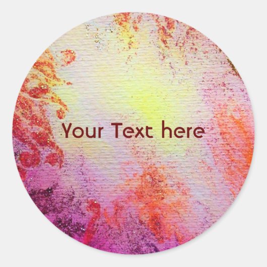 Sticker Rond ESPACES D'OR ABSTRAITS, mou jaune rose rose violet (Devant)