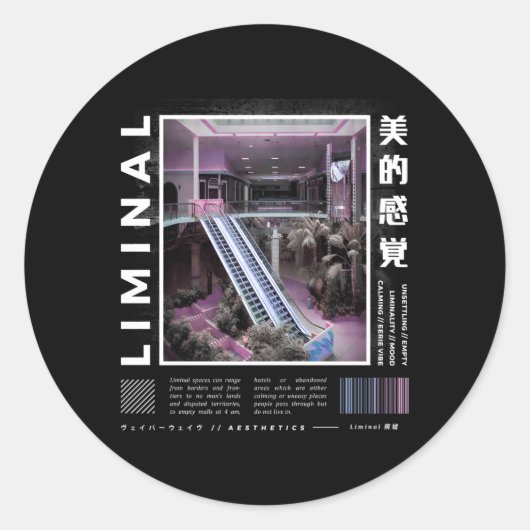 Sticker Rond Espaces Liminaux Vaporwave esthétique Kawaii Paste (Devant)