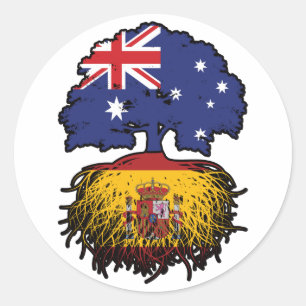 Sticker Rond Espagne Australie Australie drapeau des racines de