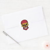 Sticker Rond Espagne Drapeau crâne souriant (Enveloppe)