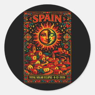 Sticker Rond Espagne Éclipse Totale de Soleil Totalité 2026 Art