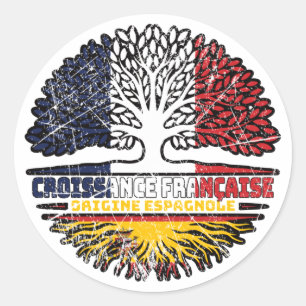 Sticker Rond Espagne Espagne France Arbre Drapeau