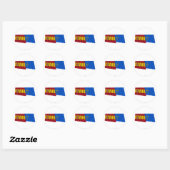 Sticker Rond Espagne et Asturies agitant des drapeaux (Feuille)