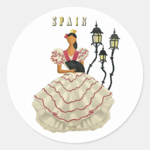 Sticker Rond Espagnol danseuse flamenco femme Espagne Travel Ar