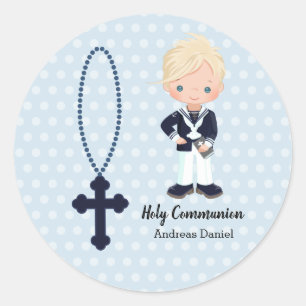 Sticker Rond Espagnol Sailor First Communion garçon