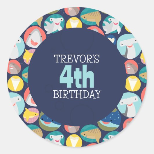Sticker Rond Espèces de requins mignons (Devant)