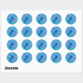 Sticker Rond Espérance Blue Dragonfly Spirit Aquarelle (Feuille)