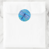 Sticker Rond Espérance Blue Dragonfly Spirit Aquarelle (Sac)