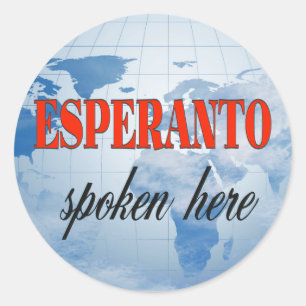 Sticker Rond Esperanto a parlé ici terre nuageuse