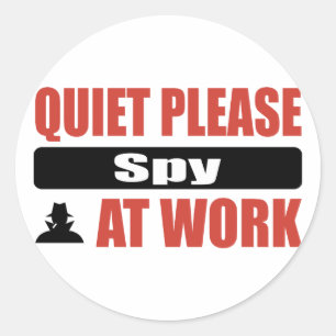 Sticker Rond Espion Au Travail, S'Il Vous Plaît